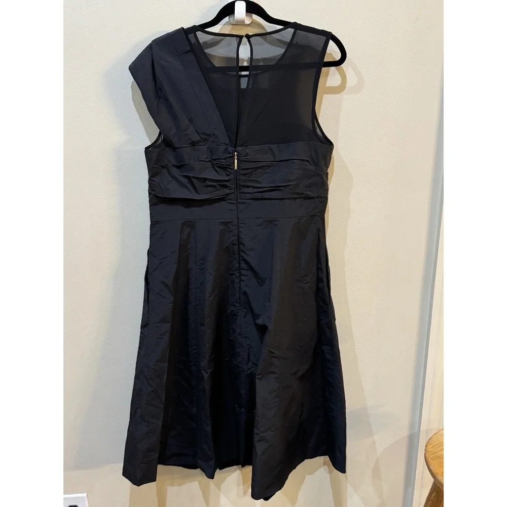 Kate Spade Bow Front Faille Cocktail Dress Black Size 12 Taffeta Mesh
